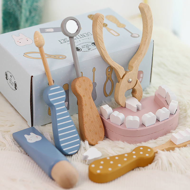 Kids Toys Doctor Set - Wooden Children's Little Doctor Plays Dentist