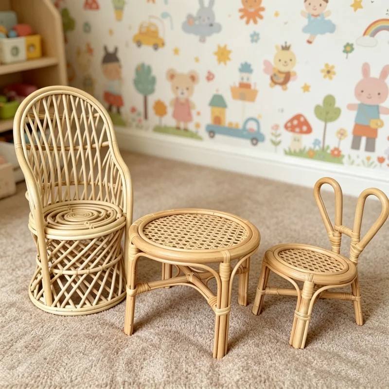 Kids Toys New Born - 1pc Rattan Wood Handmade Woven Desks